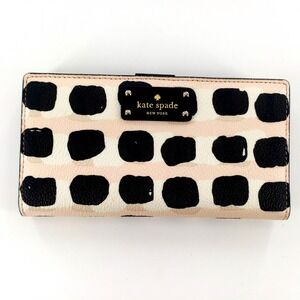 Kate Spade Neda Grove Street Printed Zip Around Wallet Black Pink White